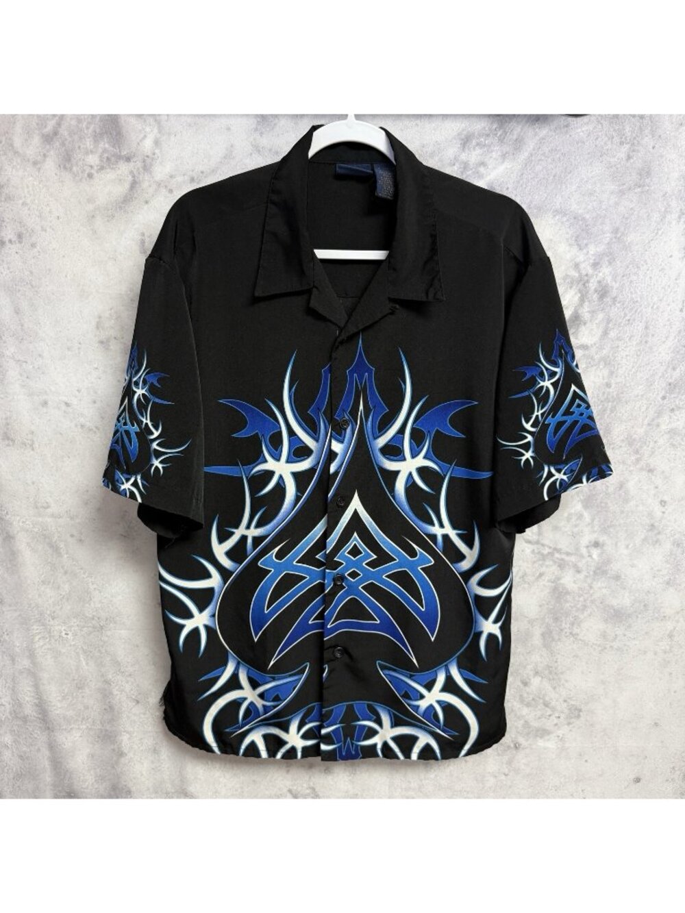 Vintage No Boundaries Tribal Shirt Mens M Black Button Up Y2K Skate NOBO